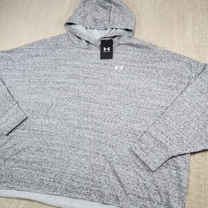 Under Armour Hoodie Women 1X Oversized Rival Terry Cotton Gray Sweatshirt NEW